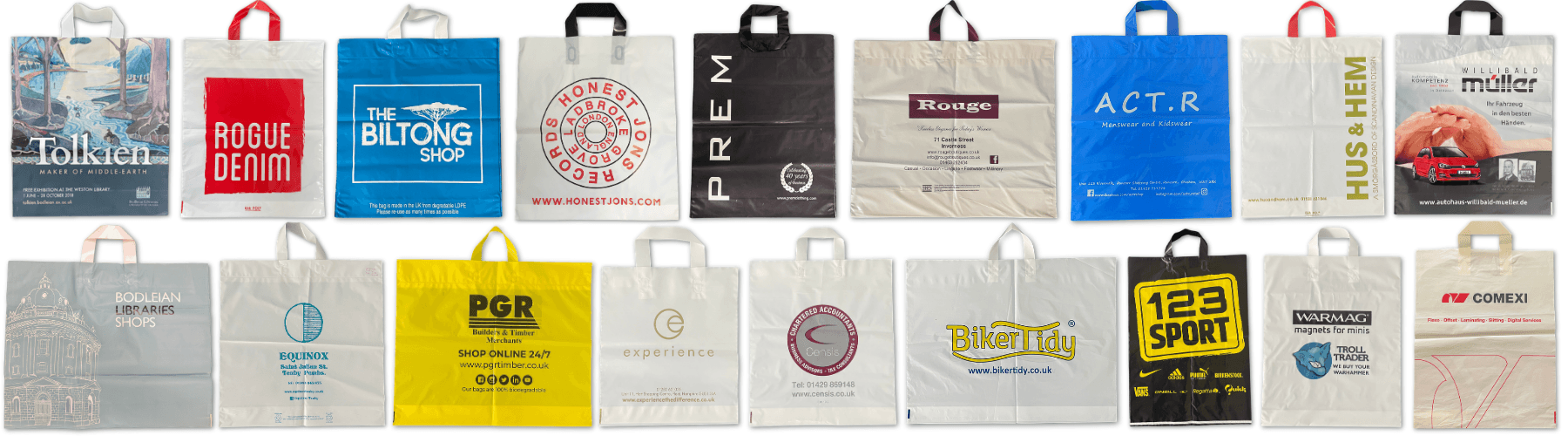 Flexiloop Handle Polythene Carrier Bags Printed Carrier Bags