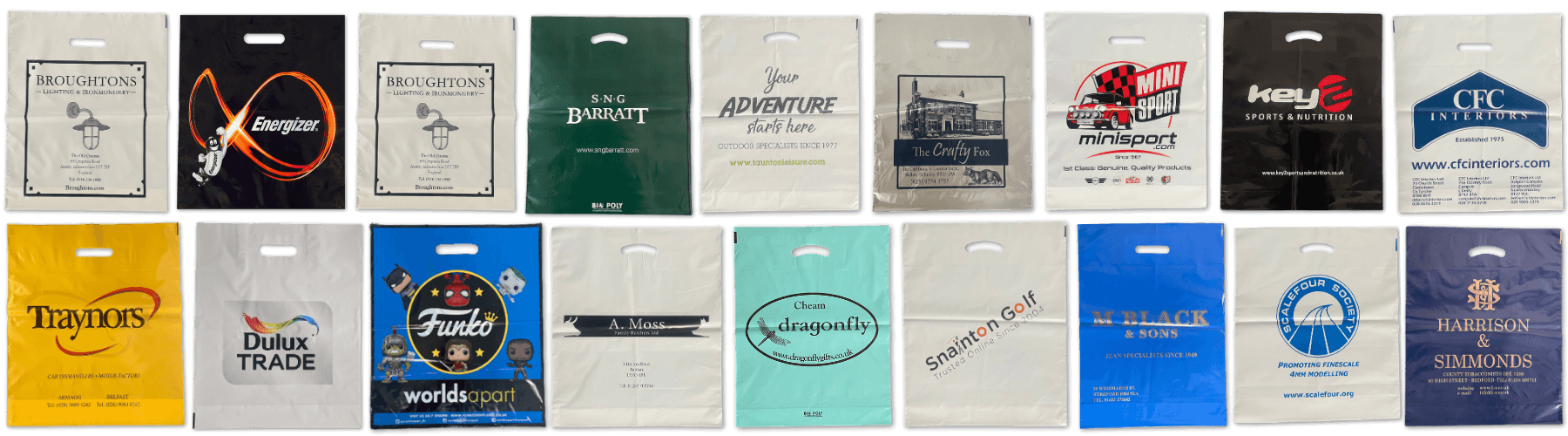 Patch Handle Polythene Carrier Bags Printed Carrier Bags