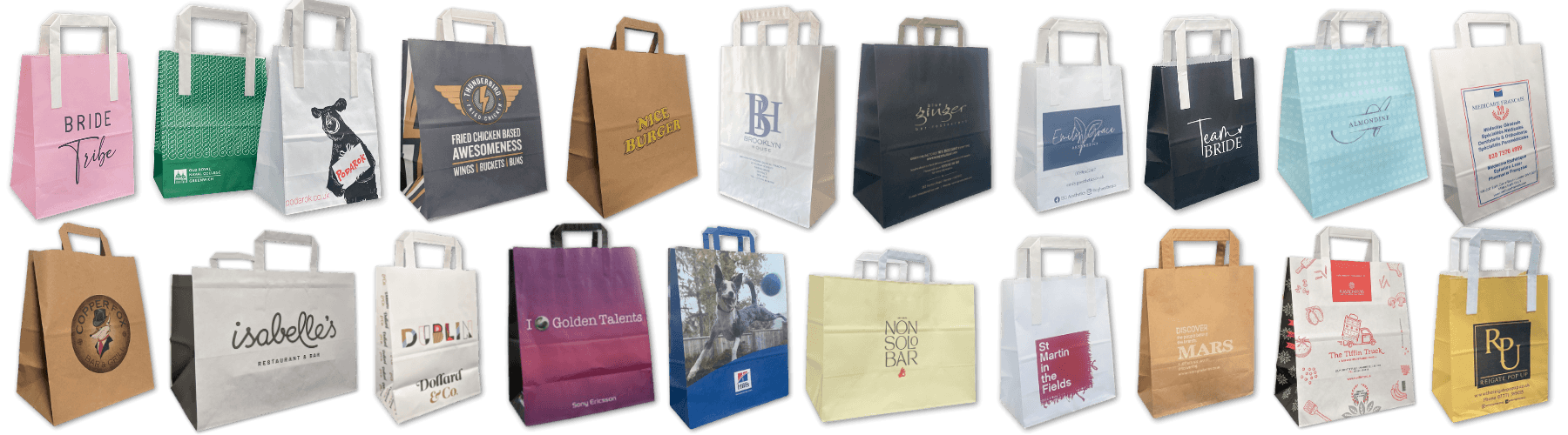 Tape Handle Paper Carrier Bags Printed Carrier Bags